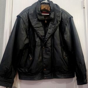 Vintage Black Leather Performance Biker Jacket
